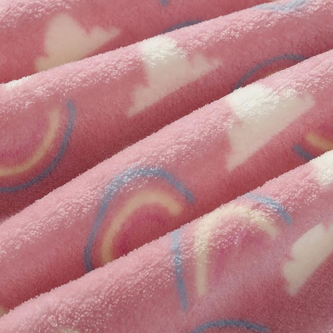 CREVENT 30''X40'' Cozy Fluffy Warm Fleece Baby Crib Blanket for Unisex Infant Toddler Crib Cot Stroller (Coral Red Rainbow)