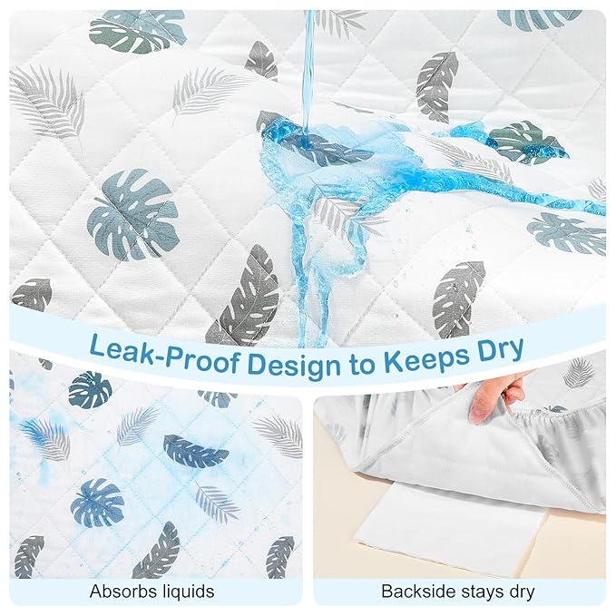 FIOBEE Changing Pad Cover Waterproof 2 Pack Quilted Diaper Change Table Sheets Breathable & Ultra Soft for Newborn Baby Boys Girls Fitted Changer Pads 32"x 16", Blue
