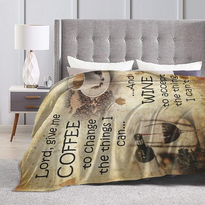 Vintage Coffee Blanket for Girls Boys Drink Wine Throw Blankets Soft Cozy Warm Fuzzy Fleece Lord Bedding Flannel Throws Stuff Gifts for Coffee Lovers Kids Men Women Bedroom Decor 80"x60"