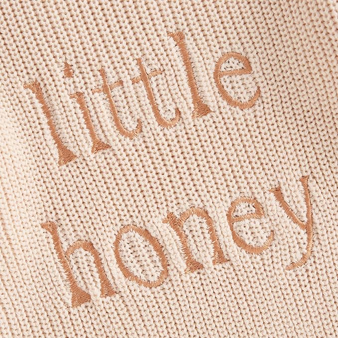 Lesimsam Newborn Baby Boy Girl Valentines Day Outfit Oversized Embroidery Long Sleeve Knit Sweater Bubble Romper Bodysuit