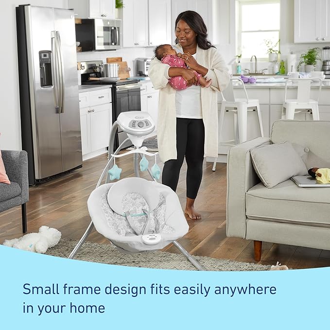 Graco Simple Sway Baby Swing, Side‑to‑Side Motion, Infant Swing with 6 Speeds, Vibration, Ivy