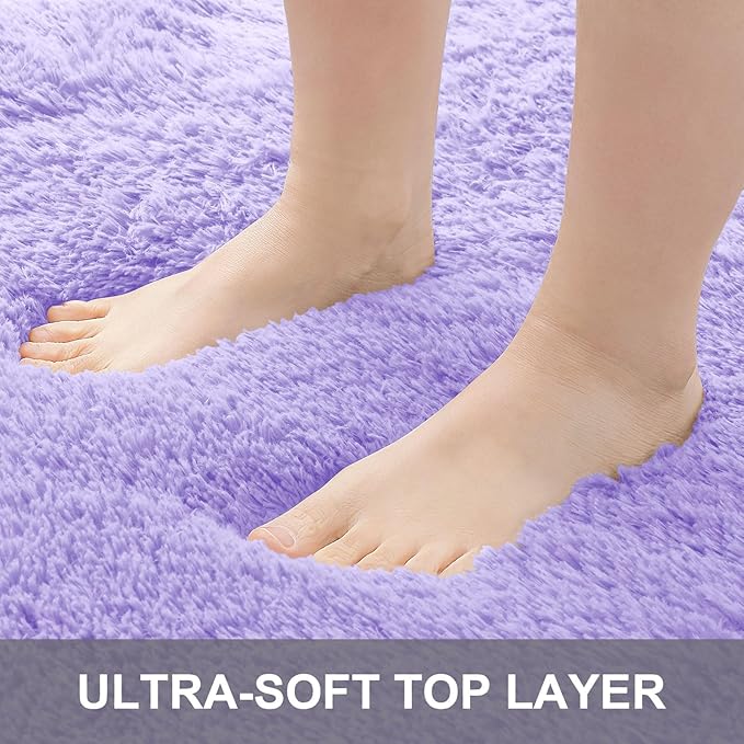 OLANLY 2x8 Machine Washable Runner Rugs for Hallway, Soft Fluffy Shaggy Bedside Rugs for Bedroom, Living Room, Indoor Floor Carpet for Kids Girl Boy, Nursery Rooms, Home Decor Aesthetic, Light Purple