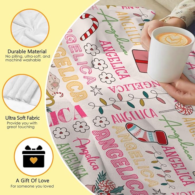 Custom Plush Cozy Blanket | Personalized Name Blanket for Boys and Girls | Christmas Decor Gift | 60"x80"-Adults/Twin Size