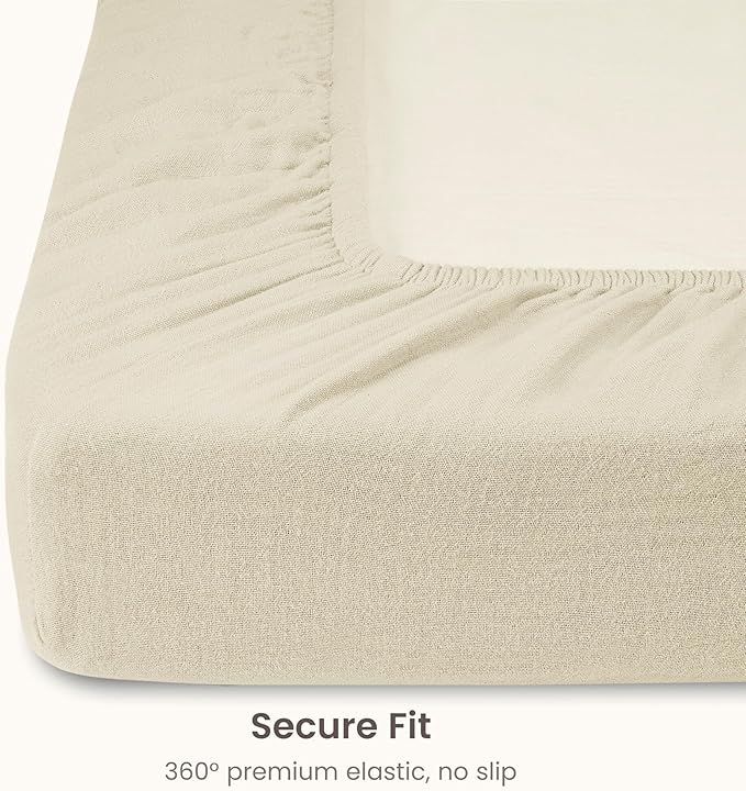 Bioweaves Organic Cotton Muslin Mini Crib Sheet, GOTS Certified Fitted Mini Crib Mattress Sheet, Extra Soft & Breathable for Toddler, Baby Boys & Girls, 38" x 24", 5 Inch Pocket, Natural