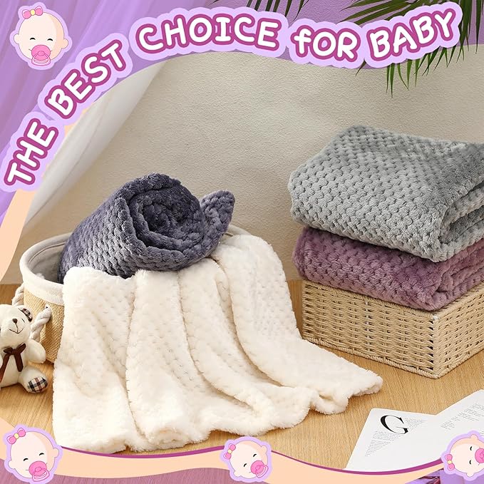Frienda 4 Pcs Baby Fuzzy Blanket Fluffy Baby Blanket for Boys Girls Soft Warm Infant Newborn Toddler Receiving Nursery Bed Supplies, 32 x 24 Inch(Purple Color)