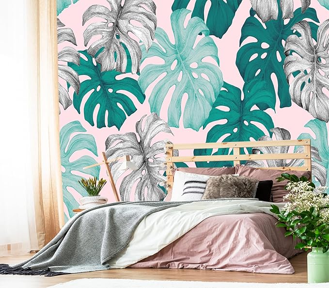 XMPMBM-Tropical Leaf Botanical backsplash Large Decorative Wallpaper Banana Leaf Plant Bedroom Bathroom Wall Mural- W 154" X H 105"（112 Square Foot）