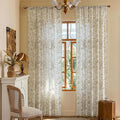 ENJOYBRIDAL Floral Curtains 84 Inch Long Boho Semi Sheer Drapes 2 Panels Bedroom Living Room Farmhouse Window Curtain Panels Floor Length Rod Pocket French Country Vintage Cute Window Treatments