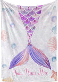 Personalized Blanket for Girls | Custom Mermaid Fleece Throw | Purple Kids Throw | Baby Girl Blanket for Room Décor | Girls Room | Kids Blanket | Mermaids (Fleece – 50x60)