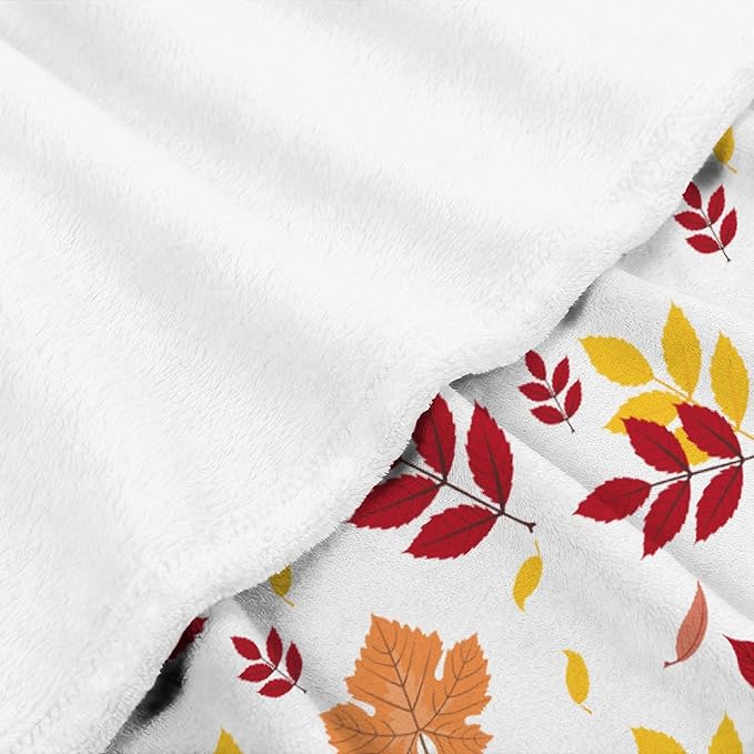 Thuswarm Autumn Colorful Pecan Leaf Flannel Blanket for Autumn Winter Gifts Warm Cozy Soft Funny Print Throw for Bed Couch Sofa 80”×60” Large for Adult