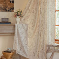 ENJOYBRIDAL Floral Curtains 96 Inches Long Farmhouse Semi Sheer Drapes Bird Patterned Rod Pocket 2 Panel Sets Boho Window Curtains Bedroom Living Room Botanical Aesthetic Decor Tassel Window Treatment
