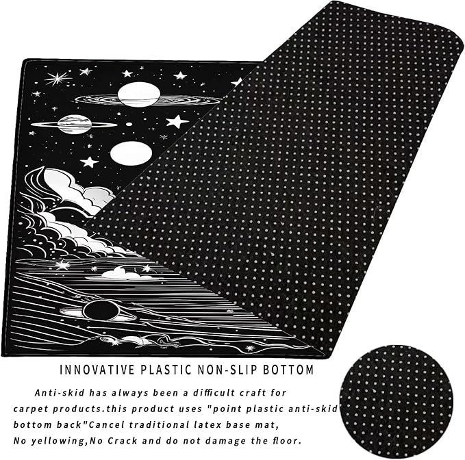 6' x 9' Space Rocket Rug for Kids Bedroom Black Stars Rugs Galaxy Carpet Planet Printed Throw Rugs for Boys Children Living Room,180x275cm