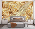 Golden Jewelry Diamond Rose Butterfly Wall Mural Wallpaper for Bedroom 103" x 69"