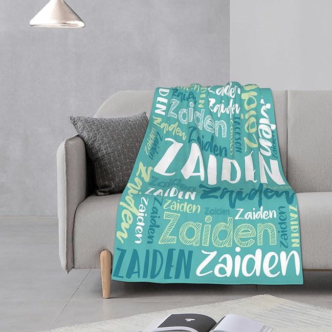 Dr.TOUGH Personalized Blankets with Name Customized Baby Blankets for Girls Boys Adults Monogrammed Blankets and Throws Christmas Birthday Mothers Fathers Valentines Day Gift (Mint Green,30''×40'')