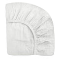 Pack and Play Sheets for Baby Boys and Girls 39"x27"x3", Neutral Muslin Cotton Pack N Play Mattresses Sheet with Boho Style, Soft and Breathable Comfort (White)