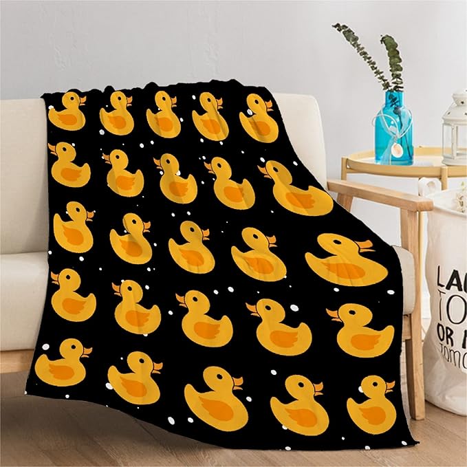 Thuswarm Cute Snowflake and Duck Flannel Blanket for Autumn Winter Gifts Warm Cozy Soft Funny Print Throw for Bed Couch Sofa 120”×90” Extra Large for Family