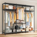 Raybee Heavy Duty Clothes Rack Load 800 LBS, Adjustable Clothing Racks for Hanging Clothes, Clothing Rack with Shelves for Bedroom,Basement 56''W x 15.7''D x 75.4''H, Black