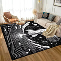 Space Rug for Kids Room Black and White Rocket Rugs Stars Carpet Galaxy Planet Printed Throw Rugs for Boys Children Bedroom Living Room,39 in x 79 in