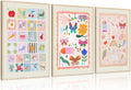 Colourful Nursery Canvas Wall Art ABC Nursery Wall Decor Pink Butterflies and Flowers Painting Picture Pastel Girl Kid Rainbow Poster Print for little Girl's Bedroom Kids Room Babys Playroom, Unframed