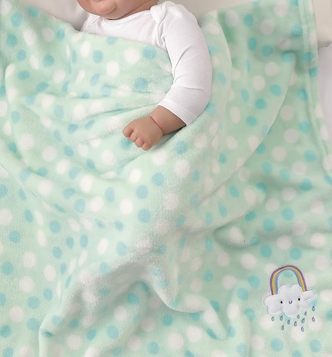 CREVENT 2Pcs 30''X40'' Cute Cozy Fluffy Warm Baby Blankets for Infants Toddlers' Bedding Crib Cot Stroller - Grey Cloud + Rainbow
