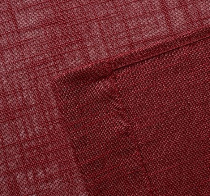 MIUCO Semi Sheer Curtains Poly Linen Textured Solid Grommet Curtains 84 Inches Long for Bedroom 2 Panels (2 x 37 Wide x 84" Long) Burgundy