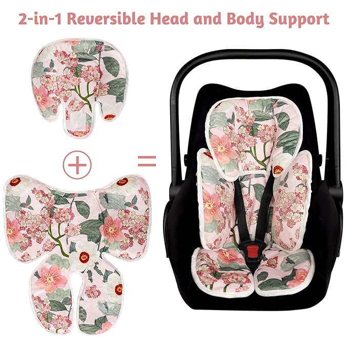 TANOFAR Infant Car Seat Head Support, Soft Baby Carseat Head & Body Support, Flower Baby Car Seat Insert Cushion for Newborn Boys