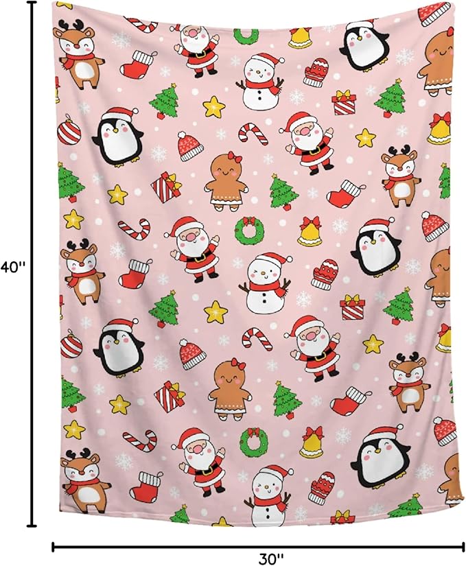 Christmas Blanket - Decor for Couch, Sofa, Bed, Living Rooms - Blanket Gifts for Girls, Boys, Toddlers/Crib Size, 30"x40"