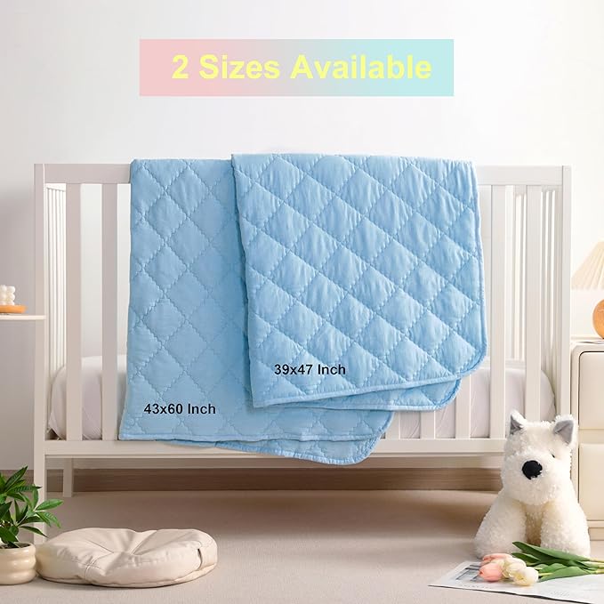 BEDSUM 100% Brushed Microfiber Down Alternative Toddler Comforter, Ultra Soft Lightweight and Warm Breathable Crib Quilted Blanket for Nursery Stroller Bed, 39x47 Inches, Aqua