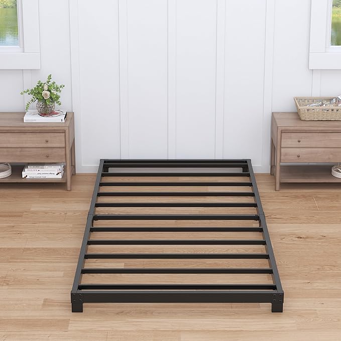 3 Inch Twin XL Bed Frames Low Profile, XL Twin Bed Frame No Box Spring Needed, Heavy Duty Metal, Easy Assembly, Black