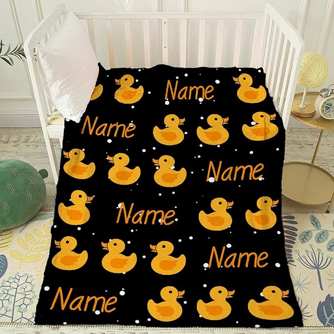 Custom Flannel Blanket with Text Cute Snowflake and Duck Customized Blankets Warm Unique Personalized Throw Souvenirs Gift of Love