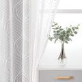 VISIONTEX White Sheer Curtains 72 Inches Long 2 Panels Set Moroccan Embroidery Texture Geometric Rod Pocket Ivory White Voile Tulle Semi Window Treatment Pair for Bedroom Living Room 54 x 72 Inches