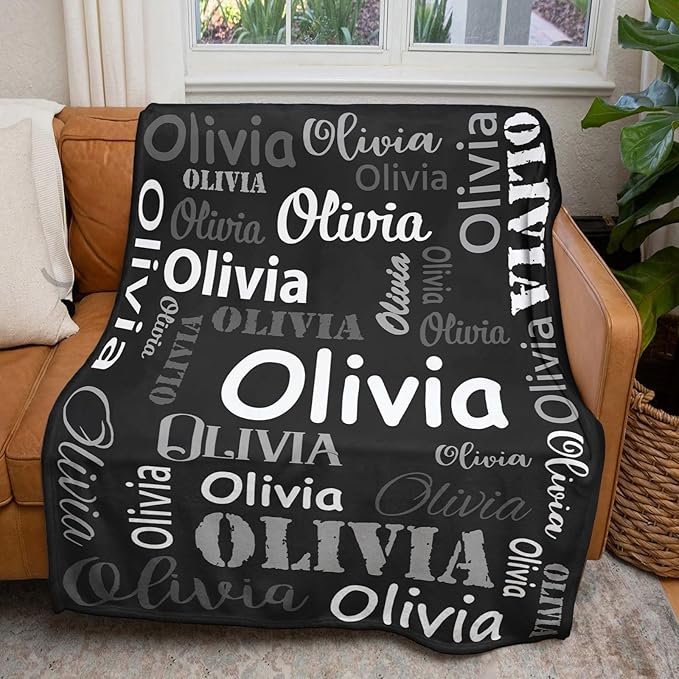 Gudina Personalized Name Blankets and Throws, Custom Blanket with Name, Personalized Christmas Blanket Gifts for Women Men