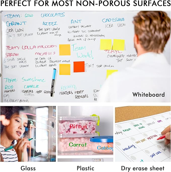 Shuttle Art Dry Erase Markers, 32 Pack 16 Colors Magnetic Whiteboard Markers with Erase, Fine Point Dry Erase Markers Perfect For Writing on Whiteboards,Mirrors for School Office Home