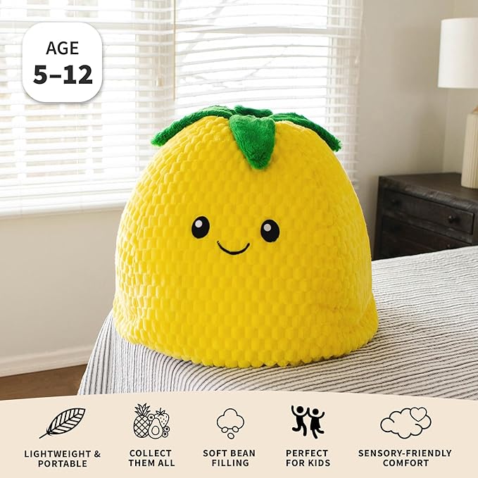 Big Joe Pineapple PlushiPals Super Soft Bean Bag Chair for Kids, Ultra-Soft Plush Polyester Blend, 2.5 feet Refillable