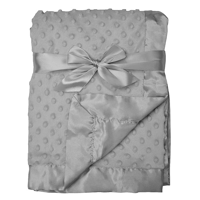 American Baby Company Heavenly Soft Chenille Blanket Set, Receiving Blanket (30" x 40") & Security Blanket (14" x 14"), Warm and Cozy, Gray, for Boys and Girls