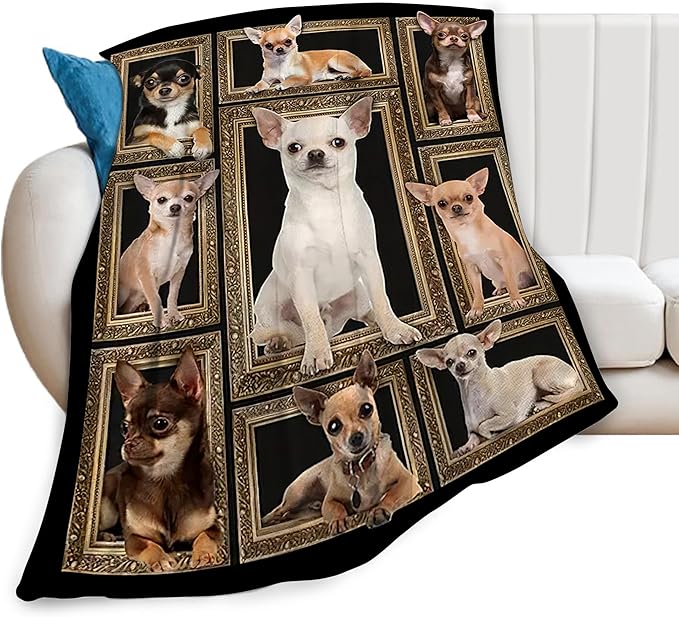 Cute Chihuahua Blanket for Girls Boys Funny Dog Throw Blankets Soft Cozy Warm Fuzzy Fleece Pet Bedding Flannel Throws Stuffed Animal Gifts for Chihuahua Lovers Kids Men Women Bedroom Decor 50"x40"