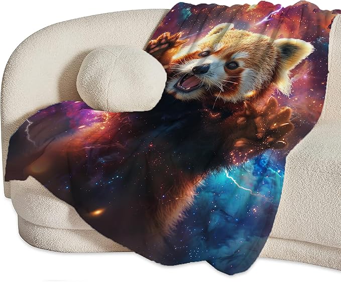 Lesser Panda Blanket Funny Red Panda Gifts for Girls Boys Woman Kids Galaxy Animal Lover Throw Blankets Soft Blanket Warm Fleece Flannel Plush Blankets for Bed Sofa Couch 50"x60"