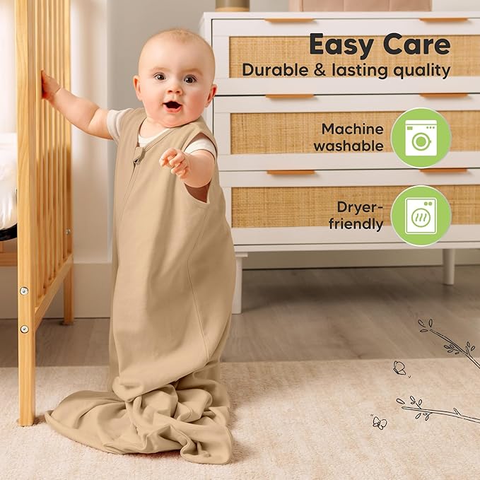 2-Pack Baby Sleep Sacks, Zipper Wearable Blanket - 0.5TOG Organic Cotton, Lightweight, Soft Cozy Infant Sleeping Sack 3-6 months, Easy to Wear Small Newborn Transition Swaddles Sleepsacks (Toasty)