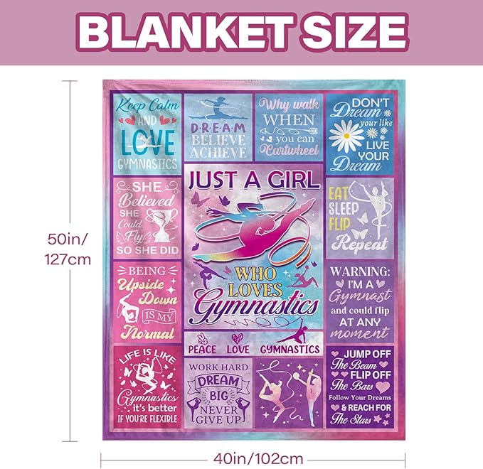 Gymnastics Gifts for Girls/Teens/Sister, Dancer Gifts for Daughter Blanket, Gymnastics Blanket for Dance Lovers, Just A Girl Who Loves Dance Gifts for Girls on Birthday Christmas 40x50 in