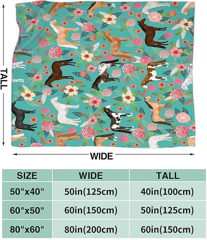 Tijuboni Horse Throw Blanket Horse Gifts for Girls Boys Women Men Kids Adults Soft Flannel Fleece Blanket for Couch Sofa Bed Home Decor 50"x60"