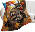 Raccoon Blanket Funny Raccoons Gifts for Girls Boys Woman Kids Raccoon Lover Maple Leaf Throw Blankets Soft Blanket Warm Fleece Flannel Plush Blankets for Bed Sofa Couch 40"x50"