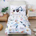 PERFEMET Comforter Set for Twin Bed Reversible Cars Pattern Bedding Set Soft Microfiber Bed in a Bag for Kids Boys Teens All Season Use(White, Twin)