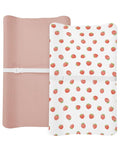 Changing Pad Cover for Baby Boy Girl 2 Pack, Muslin Changing Table Pad Covers with Boho Style, Neutral Nursery Bedding Essentials Soft and Breathable (Strawberry & Pale Pink)