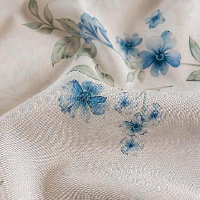 ENJOYBRIDAL Blue Floral Curtains 96 Inches Bedroom Cute Drapes Rod Pocket Boho Semi Sheer Long Window Curtain Panels Rustic Living Room Farmhouse 2 Panels Vintage Window Treatments
