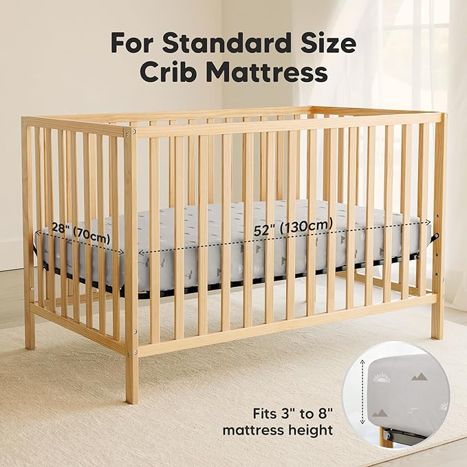 2-Pack Waterproof Crib Sheets for Girl, Boy - Organic Cotton 52X28 Fitted Crib Sheets Neutral, Crib Mattress Protector Sheets, Soft Toddler Bed Sheets,Washable Infant Fitted Baby Crib Sheets(Savannah)