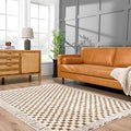 Hauteloom Leryn Living Room, Bedroom Area Rug - Farmhouse - High Pile - Bone - 9'2" x 12'