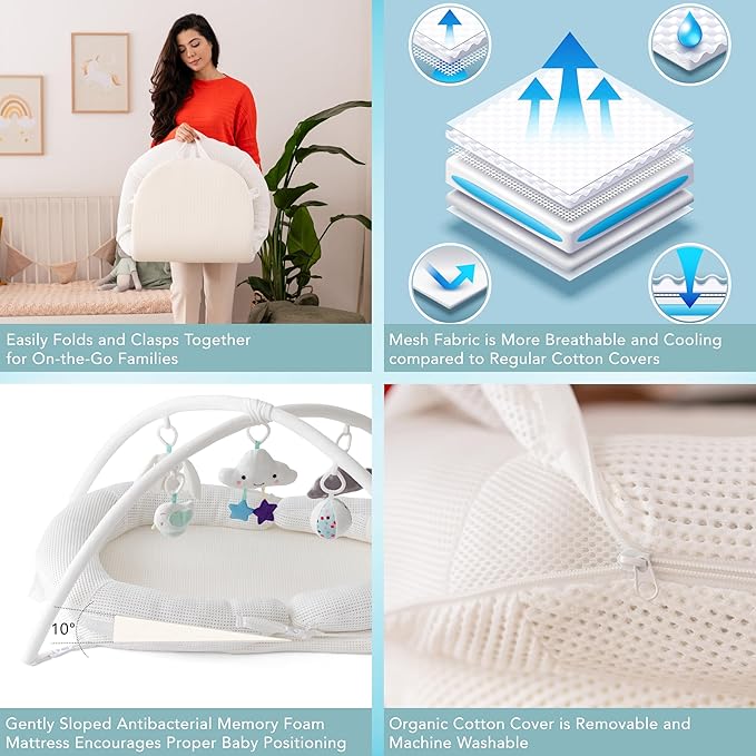 4-in-1 Baby Lounger, Tummy Time Mat, Baby Play Mat and Baby Sit Up Chair - Baby Registry Search and Baby Items, Patent Pending