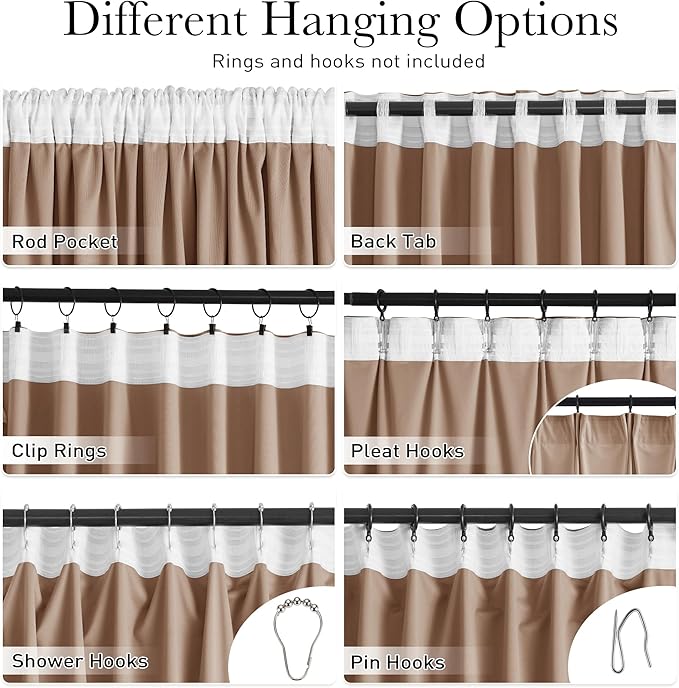 StangH Extra Long Curtains 120 inches, Blush Beige Room Darkening Window Covering for Living Room/Dining Room/Laundry, Nursery Girls Bedroom Decors, W52 x L120, 2 Panels