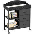 Changing Table Dresser, Baby Dresser with 3 Fabric Drawers and 2 Shelves, Multi-Functional Baby Changing Table with Pad, Classic Nursery Dresser, Diaper Changing Station for Nursery, Black