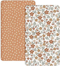 Pack and Play Sheets 2 Pack, Fitted Jersey Knit Mini Crib Sheets for Baby Boys and Girls, Compatible with Graco Pack N Play and Mini Crib Mattress (Rusty Garden, Pack N Play/Mini Crib Sheets)
