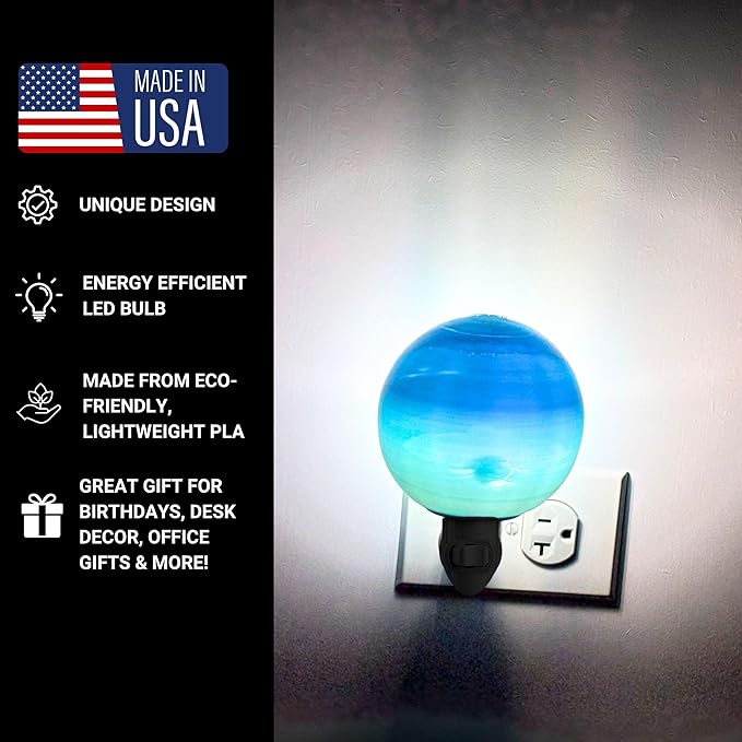 Neptune Night Lights | 4" Neptune Night Lamp LED Light | 3D Solar System NightLight, Planet Home Décor, Space Nursery, Kids Room, Space Gift, Birthday Gifts, Bedroom Decorations